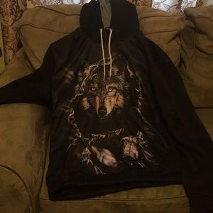 Black wolf men’s hoodie